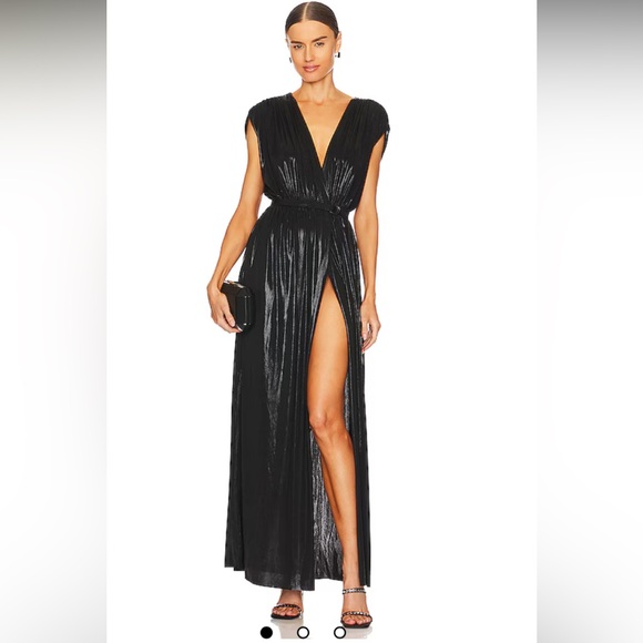 Norma Kamali Dresses & Skirts - 😍NORMA KAMALI ATHENA Black Pleated Wrap Maxi Dress XXS!